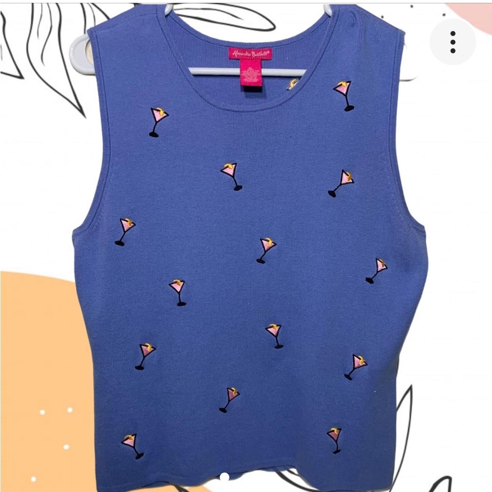 Vintage Embroidered Martini Knit Sweater Vest